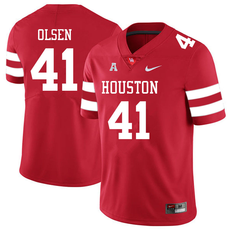 Men #41 Perry Olsen Houston Cougars College Football Jerseys Sale-Red